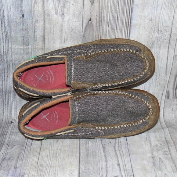 TWISTED X Slip On Gray Tweed Driving Moc Mens Size 12 M main image 4